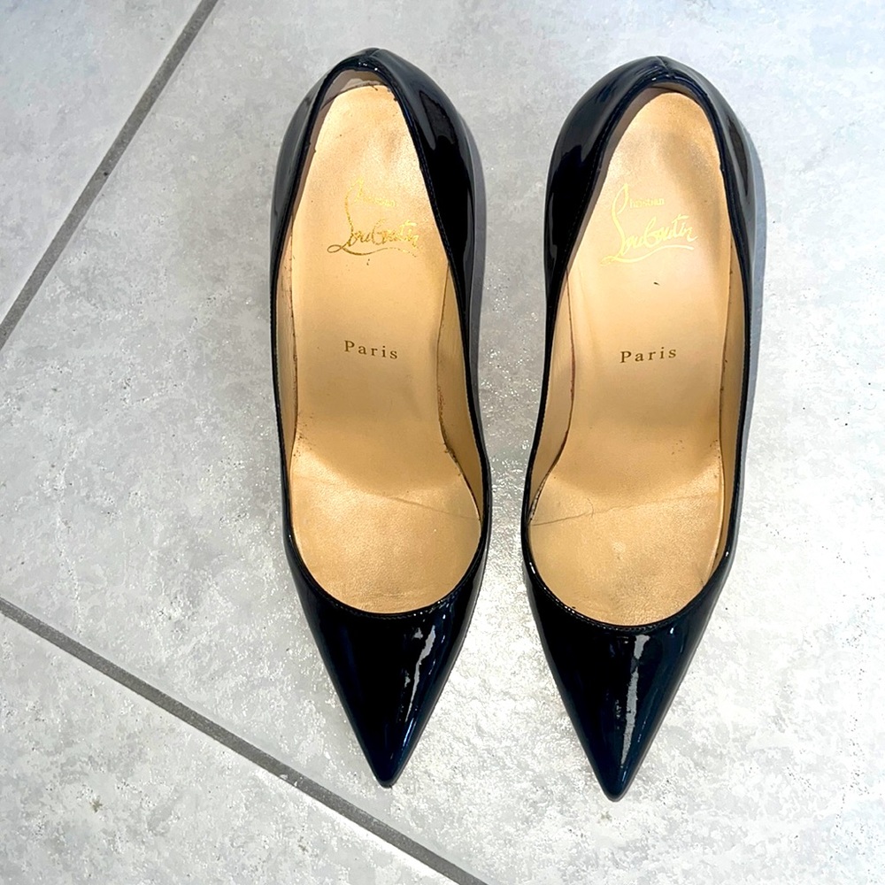 Christian Louboutin black patent leather pumps 120mm